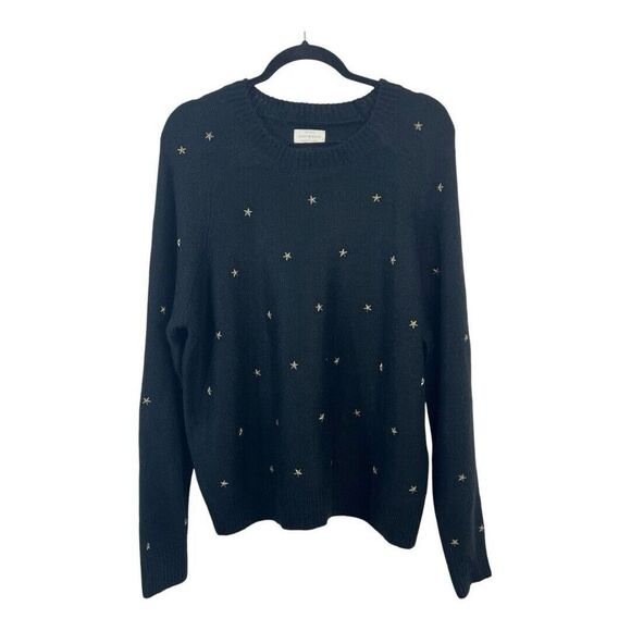 Lucky Brand Womens Size L Star Stud Black Crewneck Pullover Sweater - Picture 1 of 5